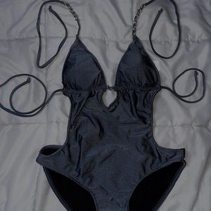 Grey stylish one piece bathing suit